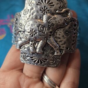 Silver Elephant Cuff Bracelet